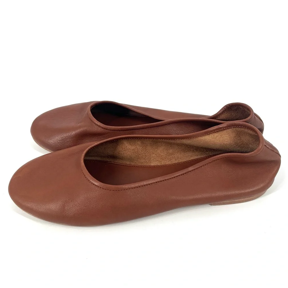Jenni Kayne Charlotte Luxury Ballet Flat in Brown Soft Leather Size 41 - Picture 5 of 12